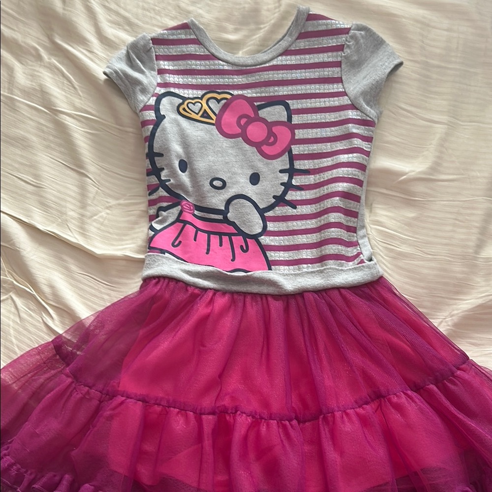 Hello Kitty Striped Dress with Pink Tulle Skirt